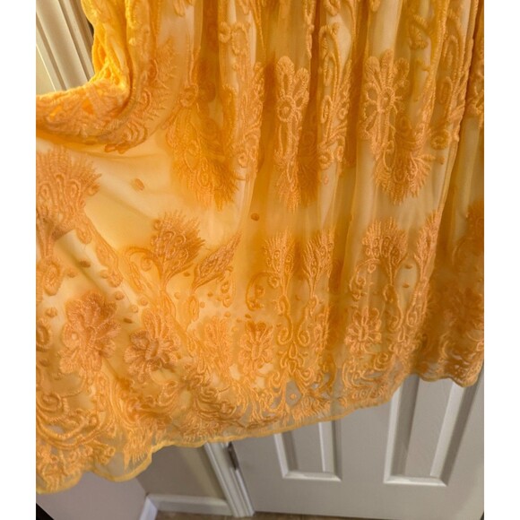 Sundance Deep Yellow Romantic Dress 10 Lace Embroidery Occasion Sleeveless Boho - Picture 11 of 14